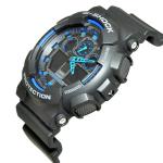 Casio G-Shock GA100-1A2DR Blue Black LED Day Date Display Black Analog Digital Dial Resin Band Watch New