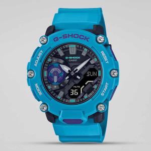 Casio G-SHOCK GA2200-2ADR Day LED Analog Digital Black Dial Blue Resin Band Watch New