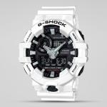 Casio G-SHOCK GA700-7A Black LED Analog Day Date Digital Dial White Resin Band Watch New
