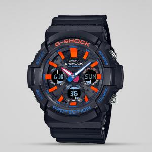 Casio G-SHOCK GAS100CT-1ADR Black LED Day Date Analog Digital Orange Blue Dial Resin Band Watch New