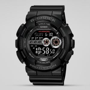 Casio G-SHOCK GD100-1B Blue Light LED Day Date Digital Dial Black Resin Band Watch New