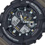 Casio G-Shock GA100TU-1A3DR LED Day Date Display Black Analog Digital Dial Olive Green Resin Band Watch New
