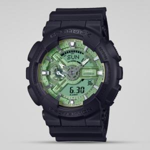Casio G-SHOCK GA110CD-1A3DR LED Day Date Green Analog Digital Dial Black Resin Band Watch New