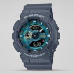 Casio G-SHOCK GA110AS-2ADR Navy Blue Green Accent LED Analog Day Date Digital Dial Resin Band Watch New