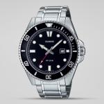 Casio G-Shock MDV107D-1A1 Black Analog Date Dial Silver Stainless-Steel Bracelet Watch New