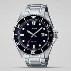 Casio G-Shock MDV107D-1A1 Black Analog Date Dial Silver Stainless-Steel Bracelet Watch New